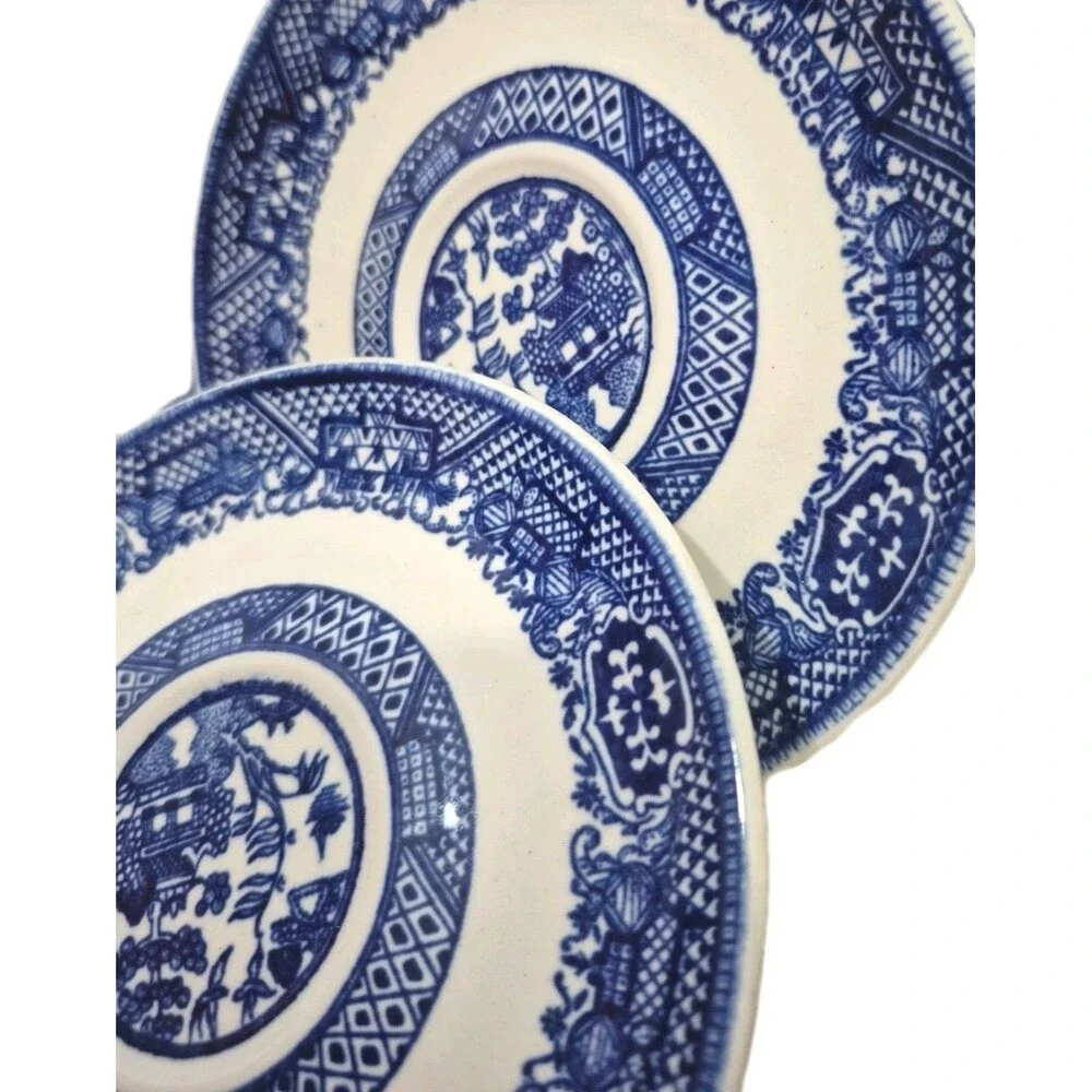 VINTAGE BLUE WILLOW PATTERN 5 7/8